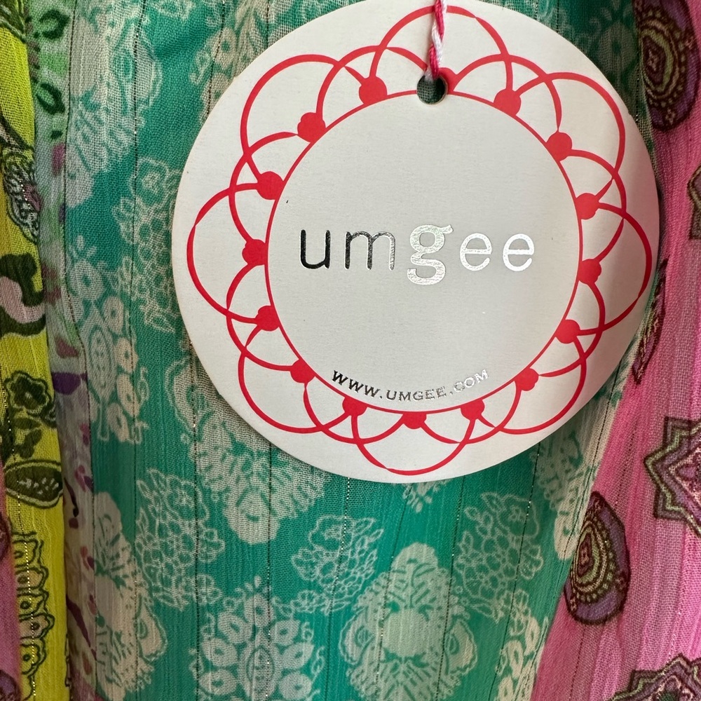 UMGEE Boho Mixed Print Patchwork 3/4 sleeve Dress, Pink, Green, Lavender Small - Picture 9 of 10